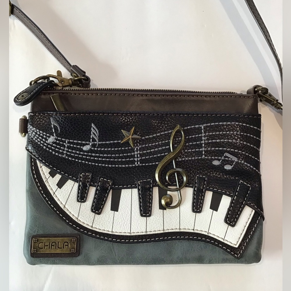 NWOT Chala Piano Vegan Faux Leather Handbag Crossbody Clutch Purse